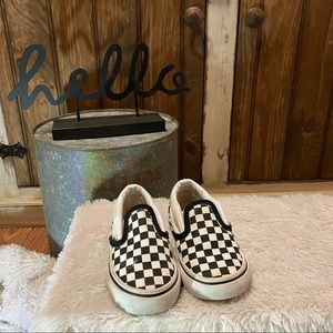 Vans Slip On Checkerboard Skate Shoe Toddler Black/White